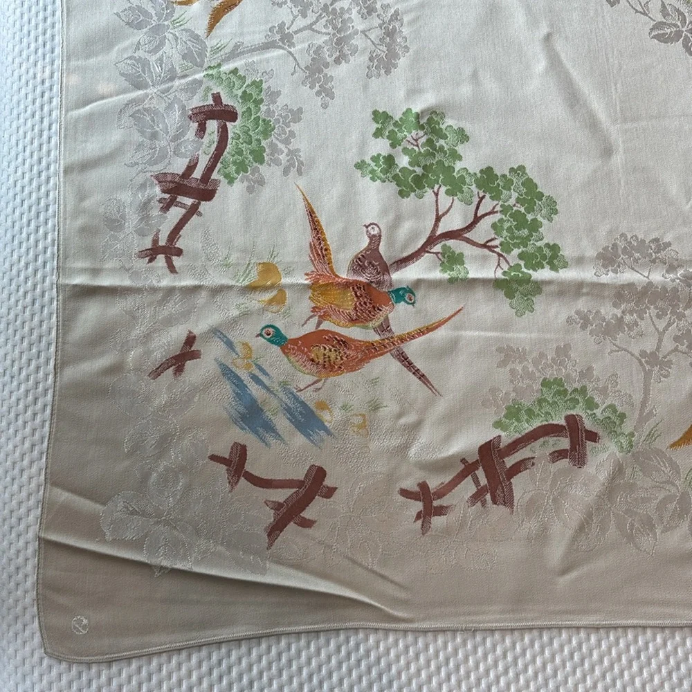 Vintage Old Bleach Linen Company Double Damask Tablecloth Pheasant Hunting